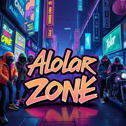 A vibrant poster design featuring large, bold graffiti text that reads "Alolor Break Zone" in a neon style