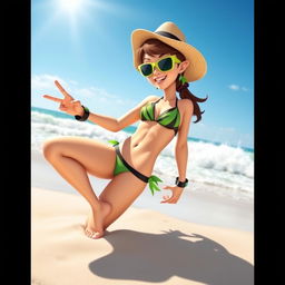 A dynamic and stylish character inspired by the essence of Ben 10, depicted in a vibrant bikini