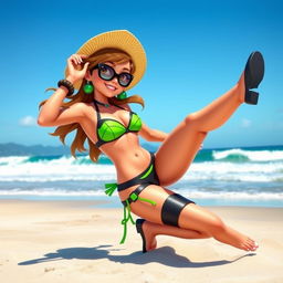 A dynamic and stylish character inspired by the essence of Ben 10, depicted in a vibrant bikini