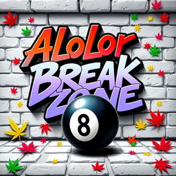 A vibrant poster design featuring bold graffiti text that reads "Alolor Break Zone" in an expressive, colorful font