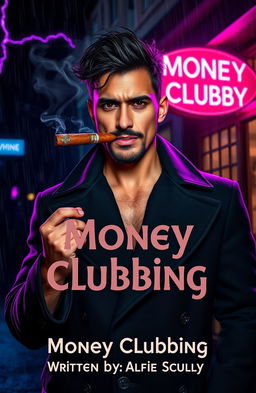 A Mexican man of mixed race with a muscular yet lean frame, dressed in a stylish black overcoat, exuding a ruggedly handsome aura with tousled black hair and a chiseled jawline