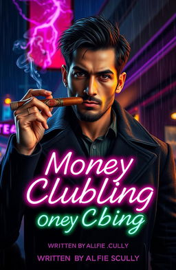 A Mexican man of mixed race with a muscular yet lean frame, dressed in a stylish black overcoat, exuding a ruggedly handsome aura with tousled black hair and a chiseled jawline