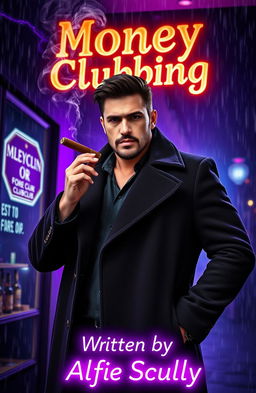 A Mexican man of mixed race, wearing a stylish black overcoat, stands confidently with a muscular yet lean physique