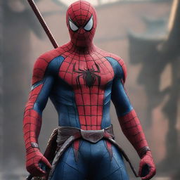 A high-quality image depicting Spiderman in a unique Samurai-style costume