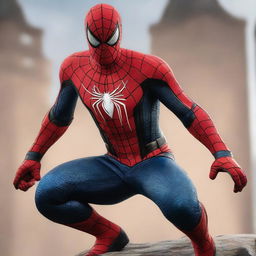 A high-quality image depicting Spiderman in a unique Knight-style costume