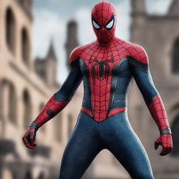 A high-quality image depicting Spiderman in a unique Knight-style costume