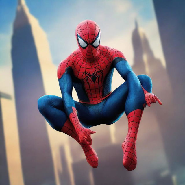 A high-quality digital art piece featuring Spiderman in an attack pose