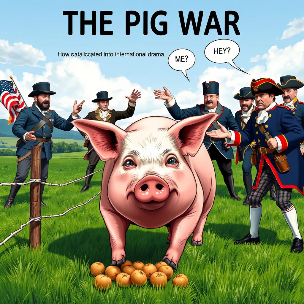 An artistic representation of the Pig War, illustrating the absurdity of how a trivial event escalates into international drama