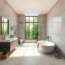 A modern bathroom design featuring a spacious layout measuring 10x5 feet