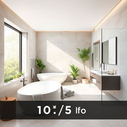A modern bathroom design featuring a spacious layout measuring 10x5 feet