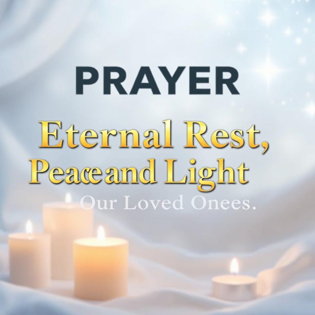 An emotional and serene thumbnail for the video titled 'Powerful Prayer for Eternal Rest, Light, and Peace for Our Loved Ones'