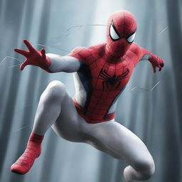 A high-quality digital art piece featuring Spiderman in a white costume