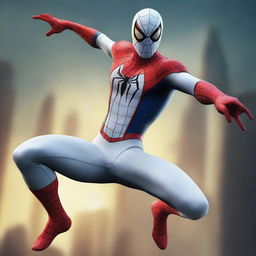 A high-quality digital art piece featuring Spiderman in a white costume