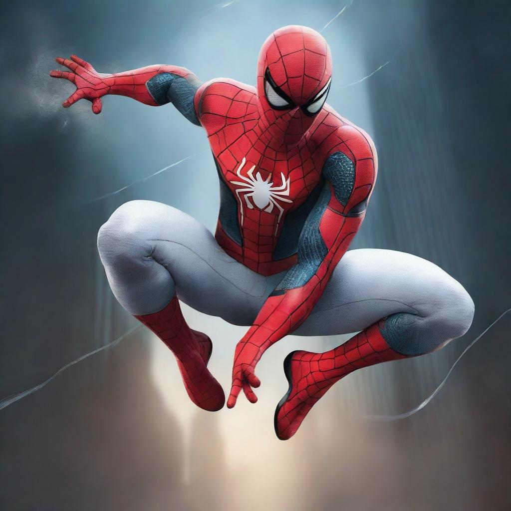 A high-quality digital art piece featuring Spiderman in a white costume