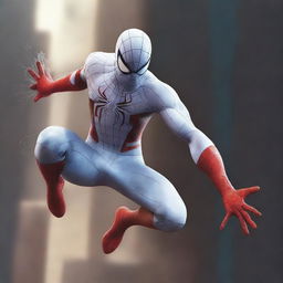 A high-quality digital art piece featuring Spiderman in a white costume