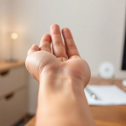 A close-up image demonstrating how to take a pulse at the wrist
