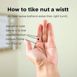 A detailed instructional image showing how to take a pulse at the wrist