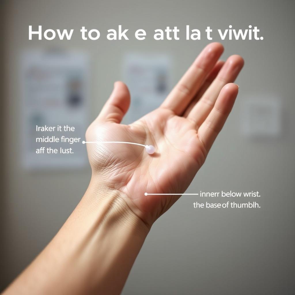 A detailed instructional image showing how to take a pulse at the wrist