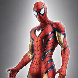 A high-quality digital art piece featuring Spiderman in an Iron Man-inspired costume