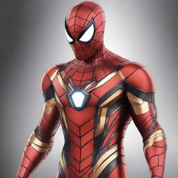 A high-quality digital art piece featuring Spiderman in an Iron Man-inspired costume