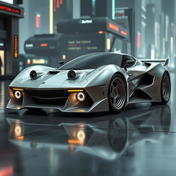 A captivating image of a futuristic Italian Lancia Stratos, envisioned as a mid-engine concept car designed by the renowned Bertone
