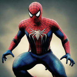 A high-quality digital art piece featuring Spiderman in a Dark Knight-inspired costume