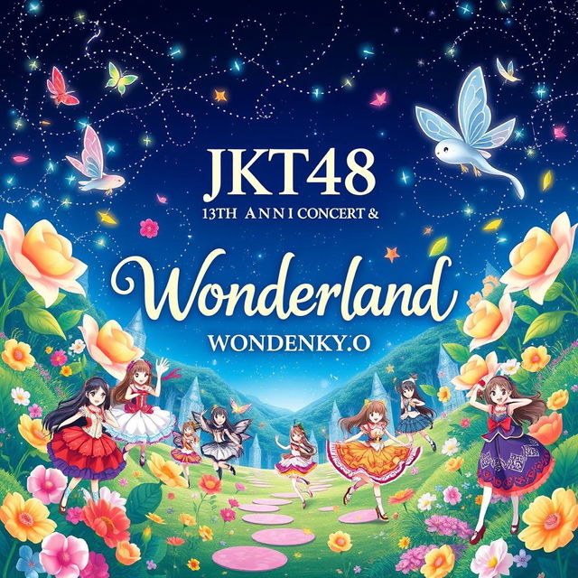 A breathtaking poster for the JKT48 13th Anniversary Concert and Sousenkyo, themed 'Wonderland'