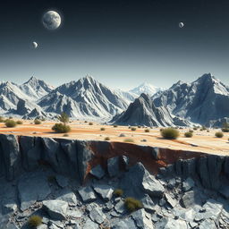 A detailed illustration of a planet's lithosphere composed of 25% iron (Fe), 35% aluminum (Al), 25% oxygen (O), and 15% magnesium (Mg)