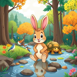 A charming children's story featuring a friendly rabbit named Benny who loves to explore a magical forest filled with colorful trees, singing birds, and sparkling streams
