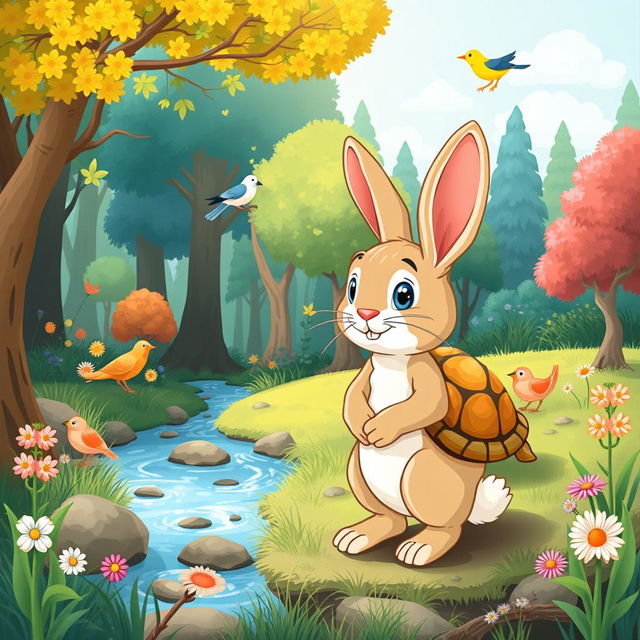 A charming children's story featuring a friendly rabbit named Benny who loves to explore a magical forest filled with colorful trees, singing birds, and sparkling streams