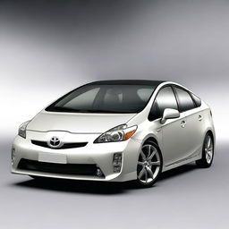 An image of a unique, sporty Toyota Prius, enhanced with six wheels