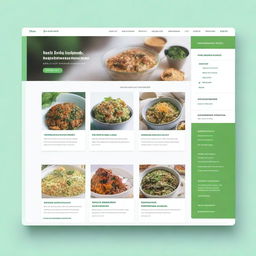 A high-quality digital art image of a modern, user-friendly digital interface for a recipe platform