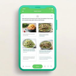 A high-quality digital art image of a modern, user-friendly digital interface for a recipe platform