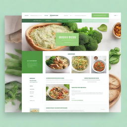 A high-quality digital art image of a modern, user-friendly digital interface for a recipe platform