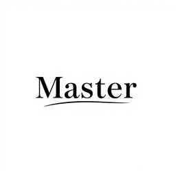 A minimalistic design featuring the word 'Master' elegantly aligned with a flowing line underneath it