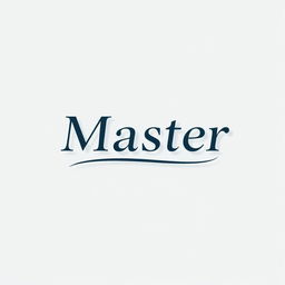 A minimalistic design featuring the word 'Master' elegantly aligned with a flowing line underneath it