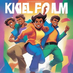 A high-quality, vividly colored book cover featuring the main character or characters in an engaging, dynamic pose that showcases their personalities