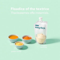 A vibrant and inviting visual representation of the EasyThick product, featuring a small single-use pouch with the product branding clearly visible