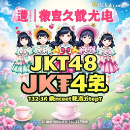 A stunning poster design for JKT48's 13th Anniversary Concert & Sousenkyo, featuring a whimsical Wonderland theme