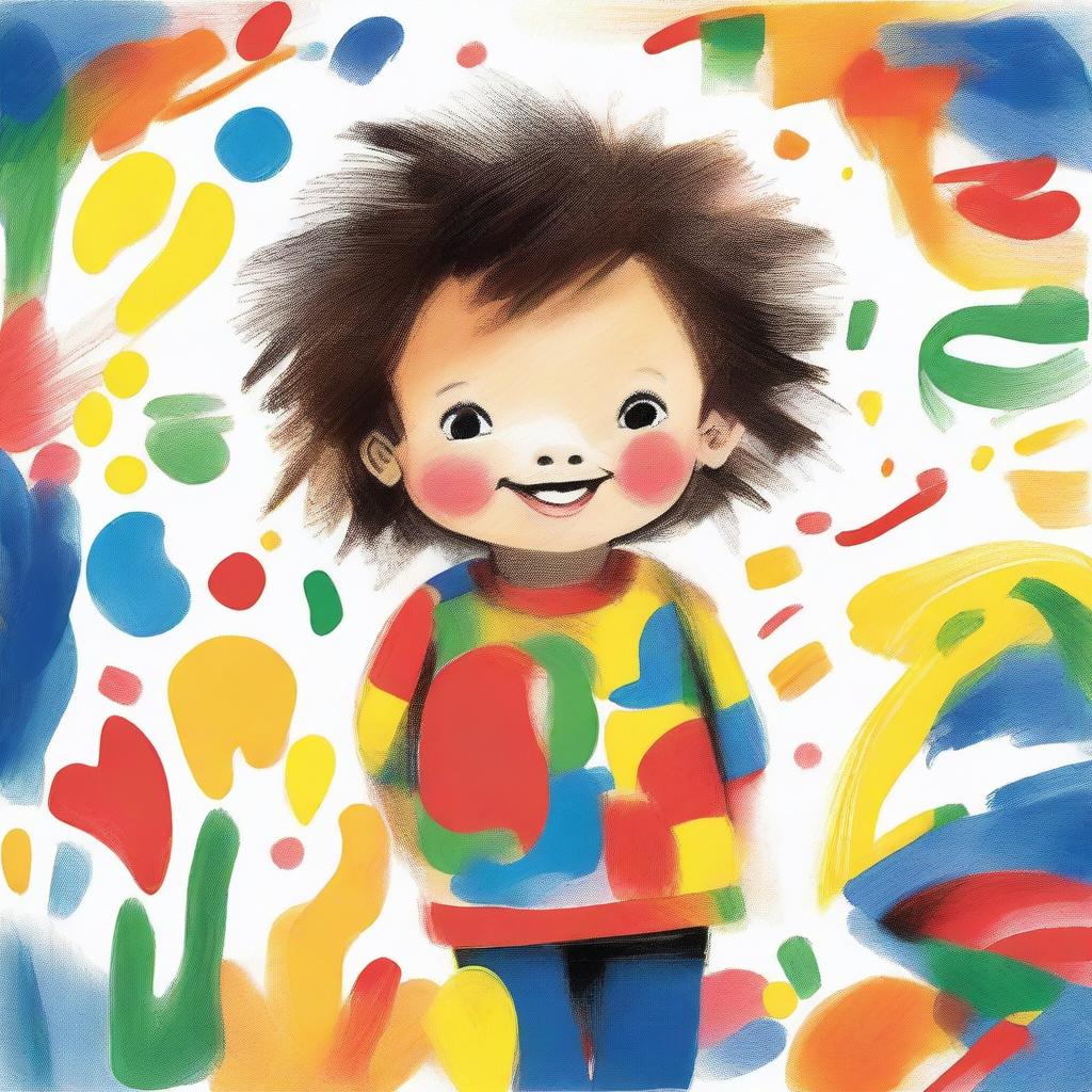 A high-resolution digital image capturing a vibrant and whimsical toddler's artwork