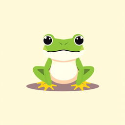 A simple geometric vector illustration of a frog, featuring clean lines and bright colors, with a playful and minimalistic design