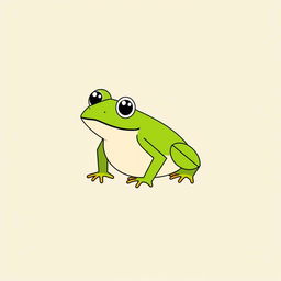 A simple geometric vector illustration of a frog, featuring clean lines and bright colors, with a playful and minimalistic design