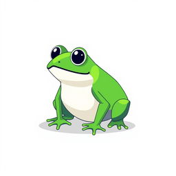 A simple geometric vector illustration of a frog, featuring clean lines and bright colors, with a playful and minimalistic design