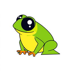 A simple geometric vector illustration of a frog, featuring clean lines and bright colors, with a playful and minimalistic design