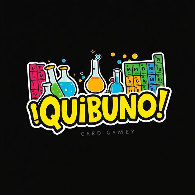 Create a lively and personalized logo for a game titled ¡QUIBUNO!, inspired by the classic UNO card game but infused with distinct personality