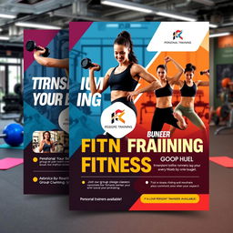 An eye-catching flyer design for a fitness center featuring personal training and group training sessions