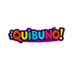 Create a captivating logo for a game titled ¡QUIBUNO!, designed in a style reminiscent of the classic UNO card game but with a more vibrant and whimsical character
