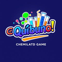 A captivating logo design displaying the name "¡ Quíbuno !" that reflects the theme of a chemical card game