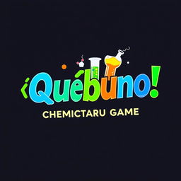 A captivating logo design displaying the name "¡ Quíbuno !" that reflects the theme of a chemical card game