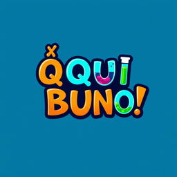 A vibrant logo design featuring the name "¡ Q U I B U N O !" prominently displayed, capturing the essence of a card chemical game